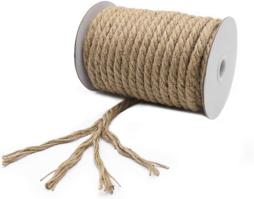 50 Feet 10Mm Jute Rope, Natural Heavy Duty Twine for Crafts, Cat Scratching Post, Gardening, Bundling and Hanging
