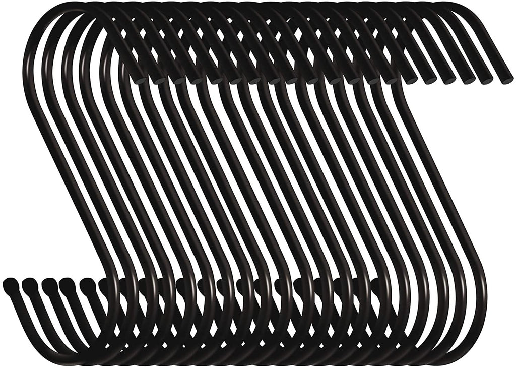 10 Pack 3.5 Inch Heavy Duty S Hooks for Plants, Outdoor, Light, Cup, Large Hangers - Black