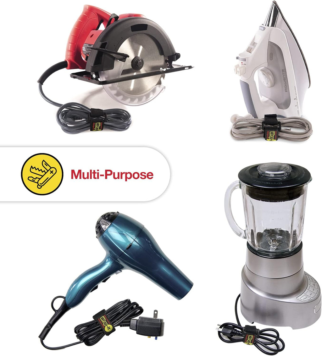 Super-Stretch  Straps, 6" (12 Pack) - Elastic Hook and Loop Cinch Straps - Extension Cord Organizer, Hose Strap, Cable Straps, Tool Strap, Cord Wrap, Cord Keeper and Cable Storage