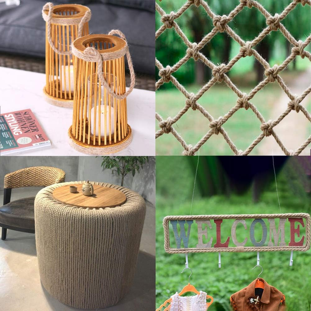 50 Feet 10Mm Jute Rope, Natural Heavy Duty Twine for Crafts, Cat Scratching Post, Gardening, Bundling and Hanging