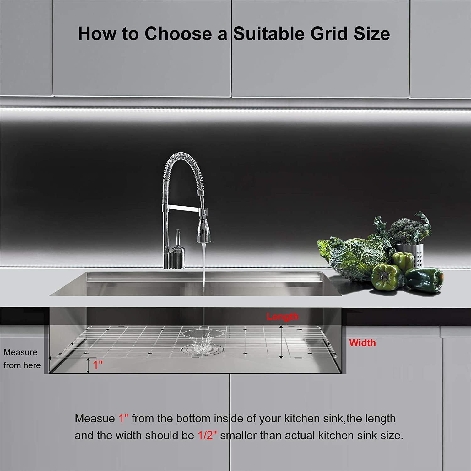 Kitchen Sink Grid and Sink Protectors for Kitchen Sink, Stainless Steel Sink Grids for Bottom of Kitchen Sink, Sink Bottom Grid, 19 13/16" X 14 3/4" with Rear Drain for Single Sink Bowl