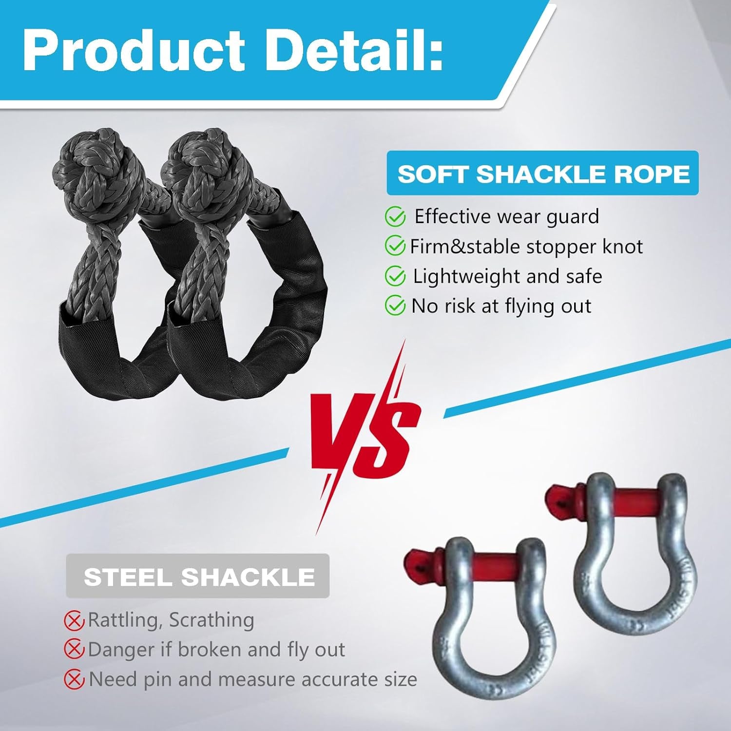 2 Pack Black Soft Shackles 57,000 LBS Breaking Strength 1/2 Inch X 22 Inch with Protective Sleeve for Off-Road Sailing Trucks 4X4 UTV Synthetic Road Recovery Rope Soft Shackle for Recovery