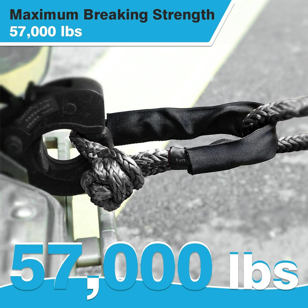 2 Pack Black Soft Shackles 57,000 LBS Breaking Strength 1/2 Inch X 22 Inch with Protective Sleeve for Off-Road Sailing Trucks 4X4 UTV Synthetic Road Recovery Rope Soft Shackle for Recovery