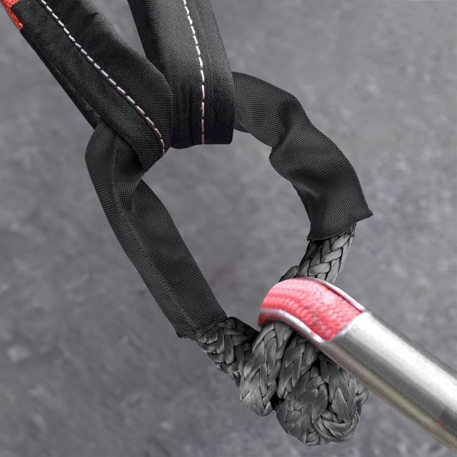 2 Pack Black Soft Shackles 57,000 LBS Breaking Strength 1/2 Inch X 22 Inch with Protective Sleeve for Off-Road Sailing Trucks 4X4 UTV Synthetic Road Recovery Rope Soft Shackle for Recovery