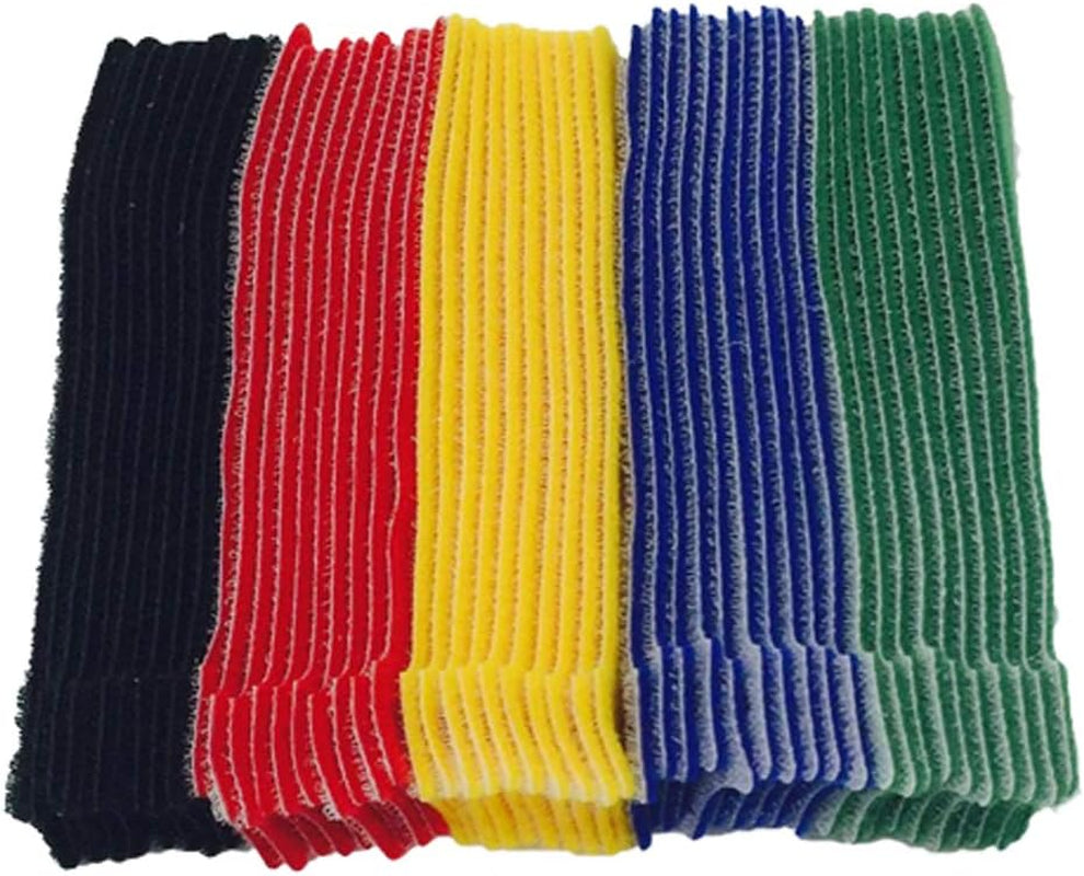 50PCS Cable Ties Reusable, Premium 6-Inch Hook and Loop Cord Organizer Wire Ties, Microfiber Cloth Cable Management Straps, 5 Colors