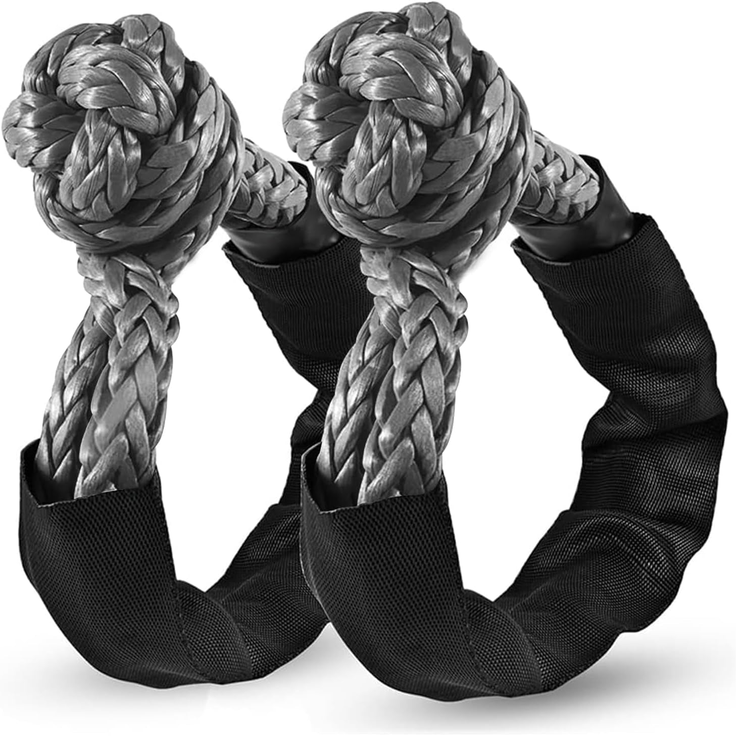 2 Pack Black Soft Shackles 57,000 LBS Breaking Strength 1/2 Inch X 22 Inch with Protective Sleeve for Off-Road Sailing Trucks 4X4 UTV Synthetic Road Recovery Rope Soft Shackle for Recovery