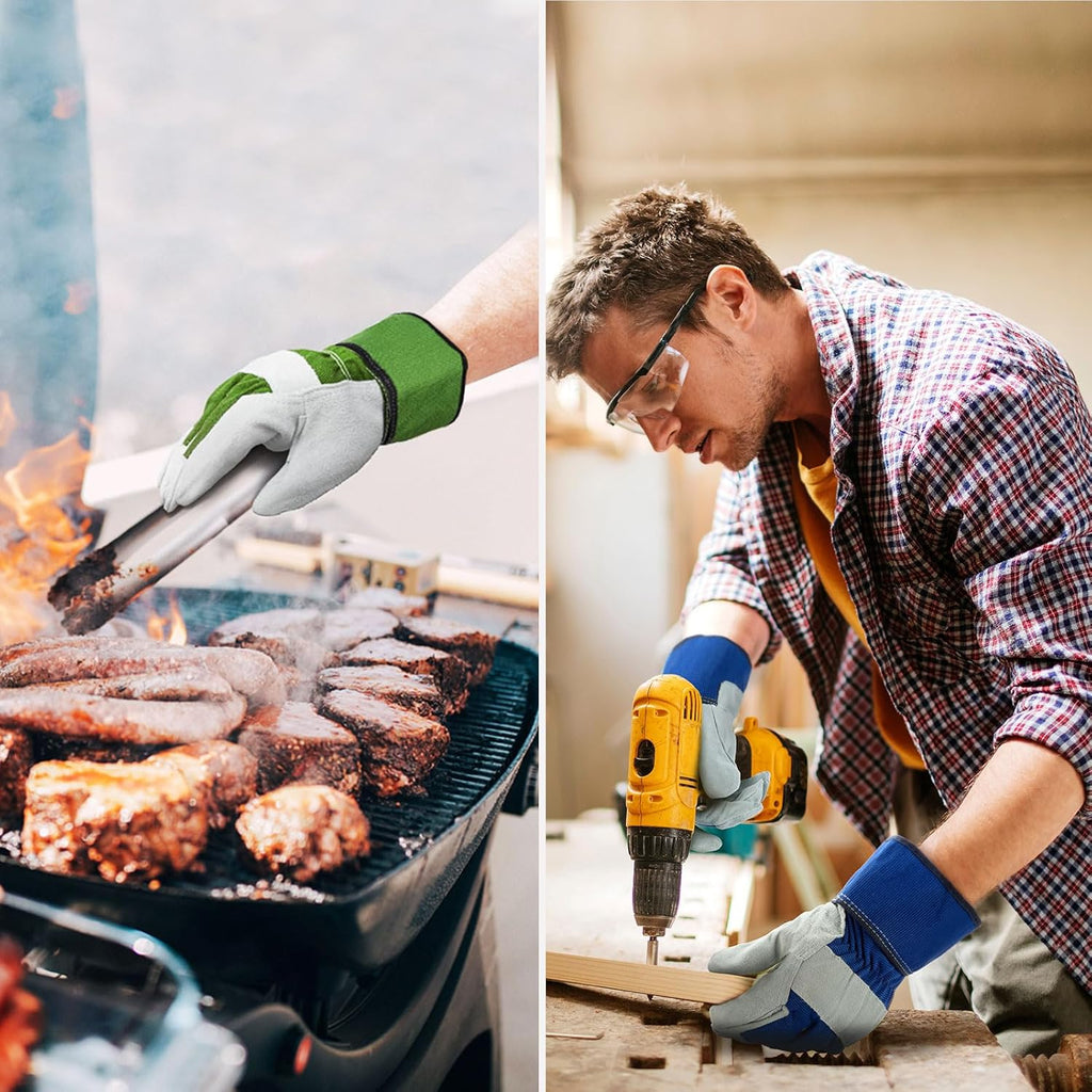 1-Pair Safety Leather Work Gloves - Men'S Gardening & Rigger Gloves (Size L, Orange, CB3501)