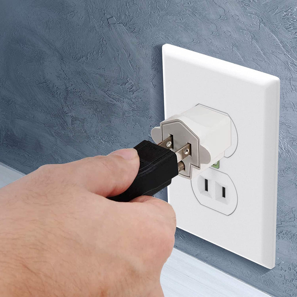 3 Prong to 2 Prong Polarized Grounding Adapter, Wall Outlet Converter 3-Prong Adapter Fireproof Material 392℉ Resistant Heavy Duty for Household, Christmas Light, Indoor Use Only, 10 Pack